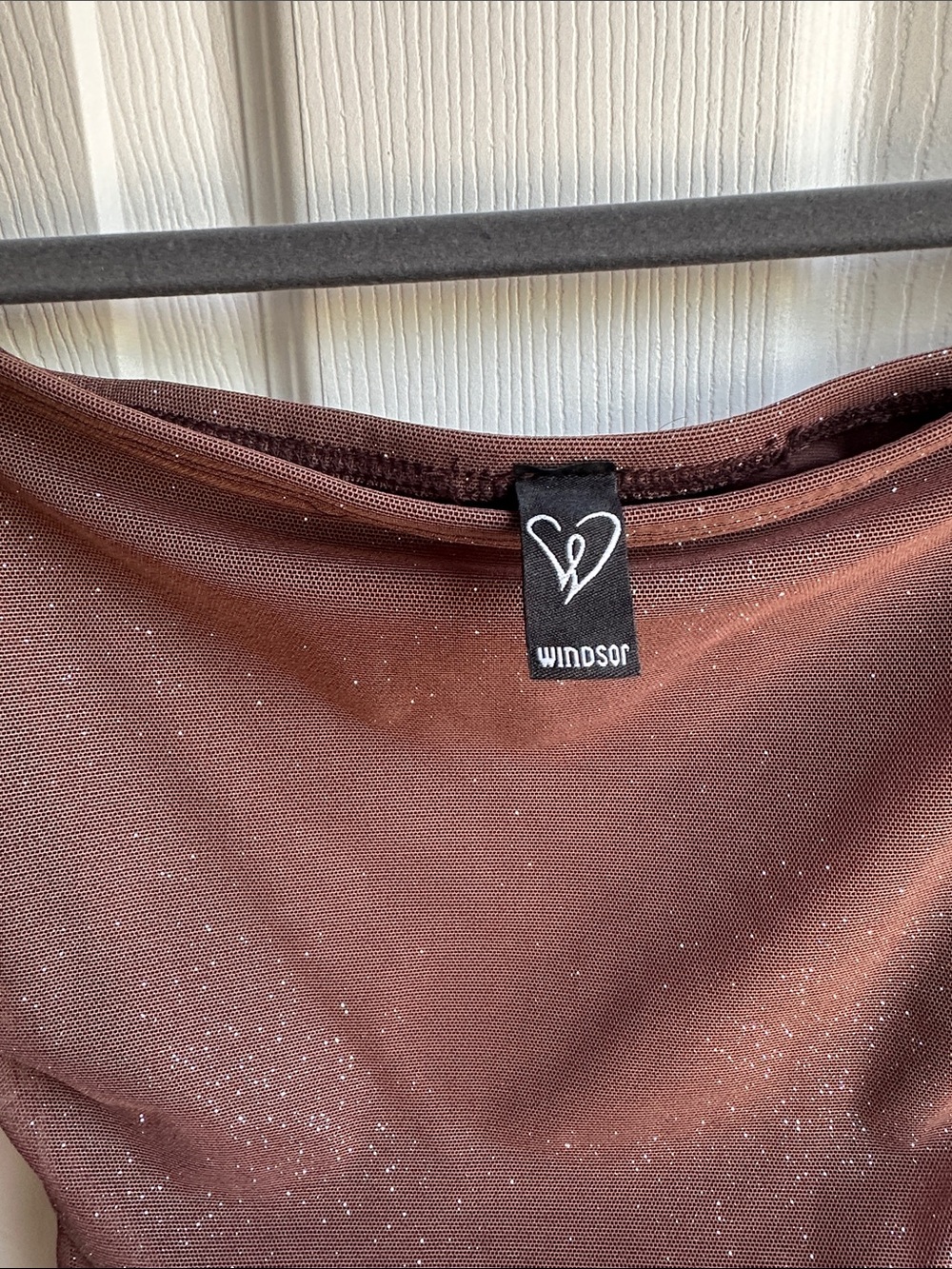 Windsor Brown Sparkle Ruched Off-Shoulder Mini Dress - Picture 2 of 2